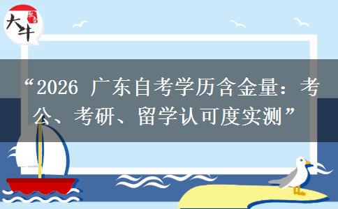 “2026 广东自考学历含金量：考公、考研、留学认可度实测”