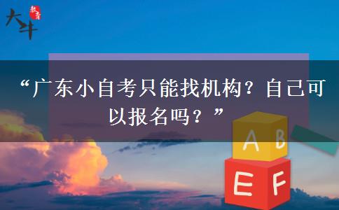 “广东小自考只能找机构？自己可以报名吗？”