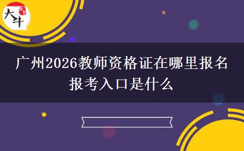 广州2026教师资格证在哪里报名 报考入口是什么