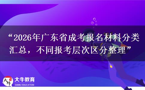 “2026年广东省成考报名材料分类汇总，不同报考层次区分整理”