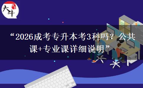 “2026成考专升本考3科吗？公共课+专业课详细说明”