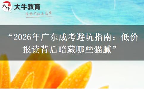 “2026年广东成考避坑指南：低价报读背后暗藏哪些猫腻”