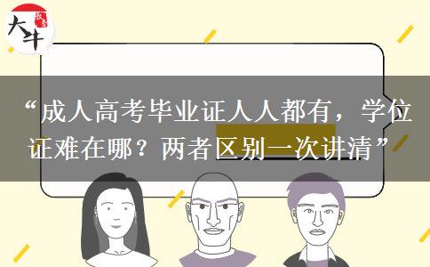 “成人高考毕业证人人都有，学位证难在哪？两者区别一次讲清”