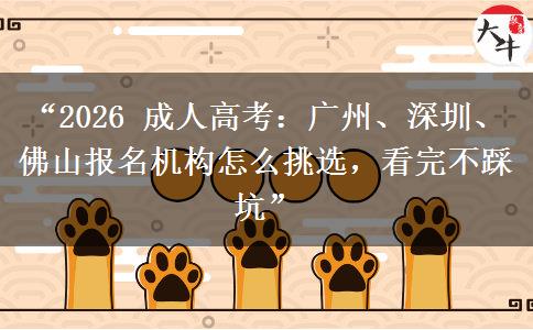 “2026 成人高考：广州、深圳、佛山报名机构怎么挑选，看完不踩坑”