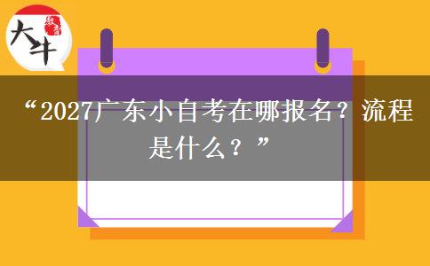 “2027广东小自考在哪报名？流程是什么？”