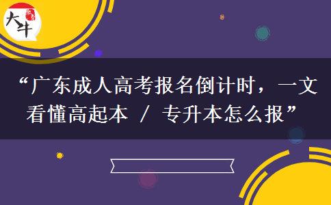 “广东成人高考报名倒计时，一文看懂高起本 / 专升本怎么报”