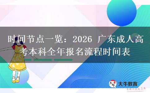 时间节点一览：2026 广东成人高考本科全年报名流程时间表