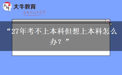 “27年考不上本科但想上本科怎么办？”