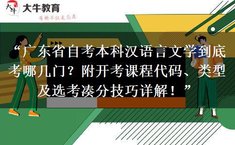 “广东省自考本科汉语言文学到底考哪几门？附开考课程代码、类型及选考凑分技巧详解！”