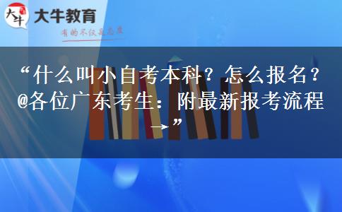 “什么叫小自考本科？怎么报名？@各位广东考生：附最新报考流程→”