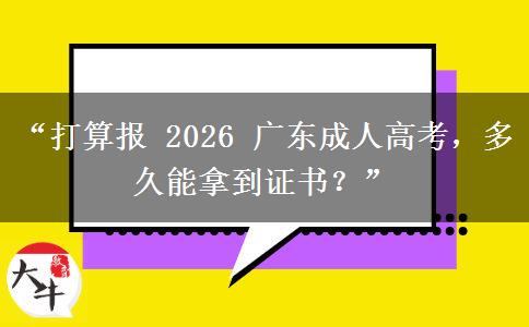 “打算报 2026 广东成人高考，多久能拿到证书？”