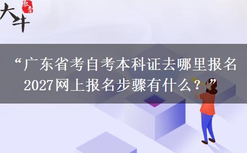 “广东省考自考本科证去哪里报名 2027网上报名步骤有什么？”