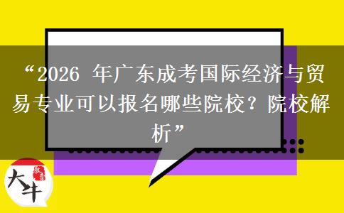“2026 年广东成考国际经济与贸易专业可以报名哪些院校？院校解析”