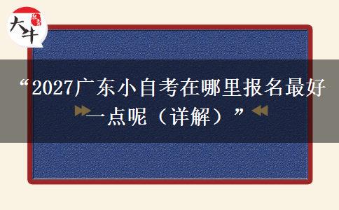 “2027广东小自考在哪里报名最好一点呢（详解）”