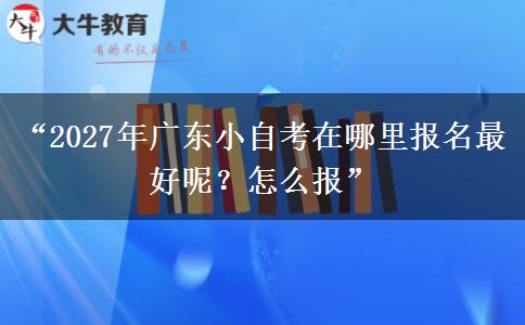 “2027年广东小自考在哪里报名最好呢？怎么报”