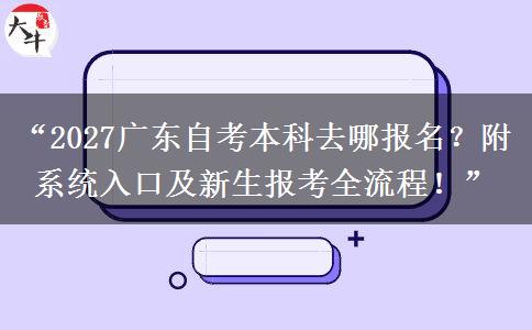 “2027广东自考本科去哪报名？附系统入口及新生报考全流程！”