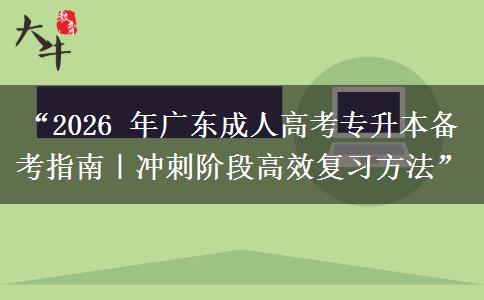“2026 年广东成人高考专升本备考指南｜冲刺阶段高效复习方法”