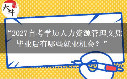 “2027自考学历人力资源管理文凭毕业后有哪些就业机会？”
