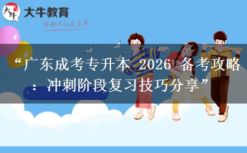“广东成考专升本 2026 备考攻略：冲刺阶段复习技巧分享”