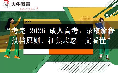 “考完 2026 成人高考，录取流程、投档原则、征集志愿一文看懂”
